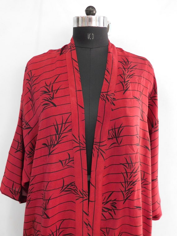 Red silk kimono women wear dressing gown intimate… - image 3