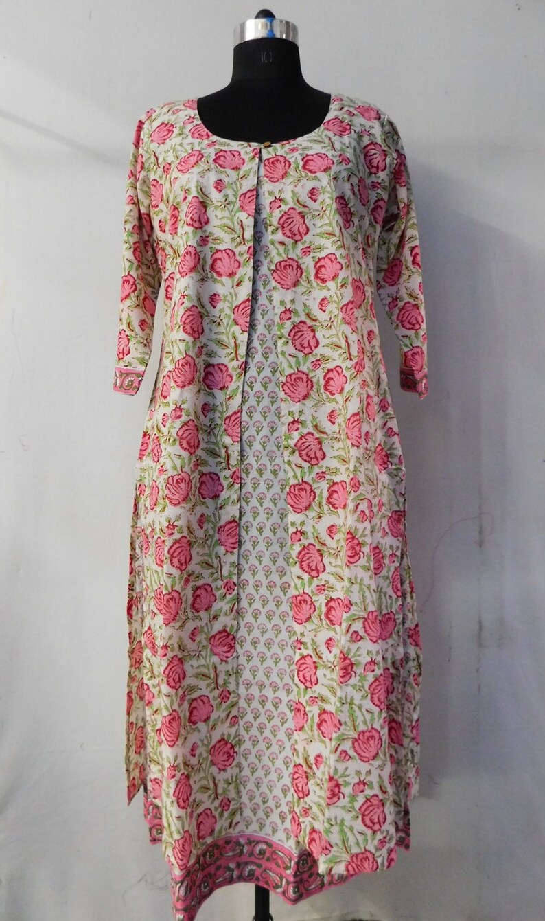 Designer Cotton Long Fashionable Shrug Dress Floral Print Etsy