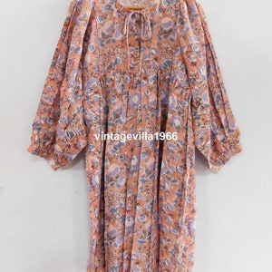 Designer cotton dress, women wear boho hippie fashionable tunics, regular plus size loose fit cotton voile block print dresses