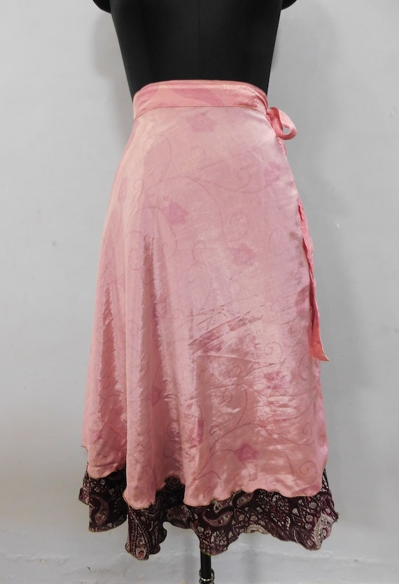 2 layer magic wrap skirt, vintage silk saree skirt