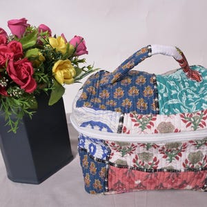 Cotton quilted travel bag: patchwork large make up bag toiletry case small purse pouch
