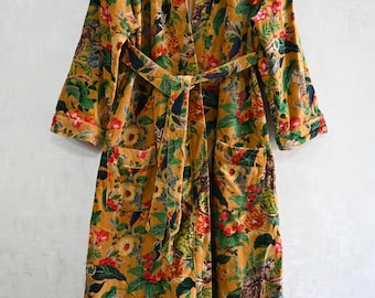 Women wear nightgown intimates sleepwear body crossover dressing gown velvet long kimono jacket