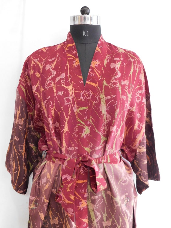 Vintage silk kimono, silk bridesmaid nightwear ni… - image 2