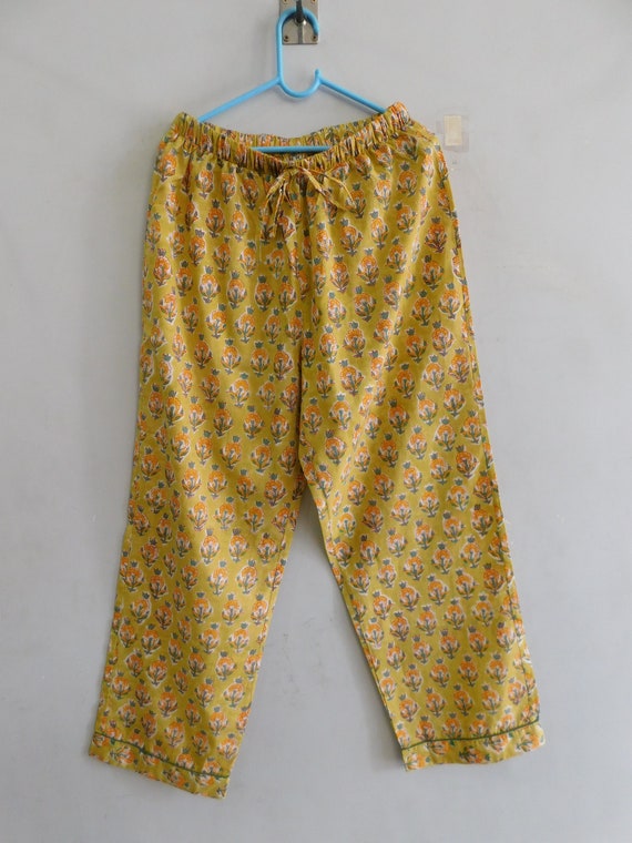 Yellow Floral print pj set, indian handmade cotto… - image 3