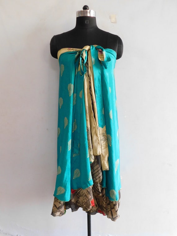 Indian handmade skirt, vintage silk skirts, 2 lay… - image 3