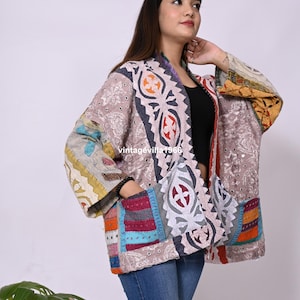 Vintage Kantha Jacket: Hand Embroidered Patchwork Cotton Coat