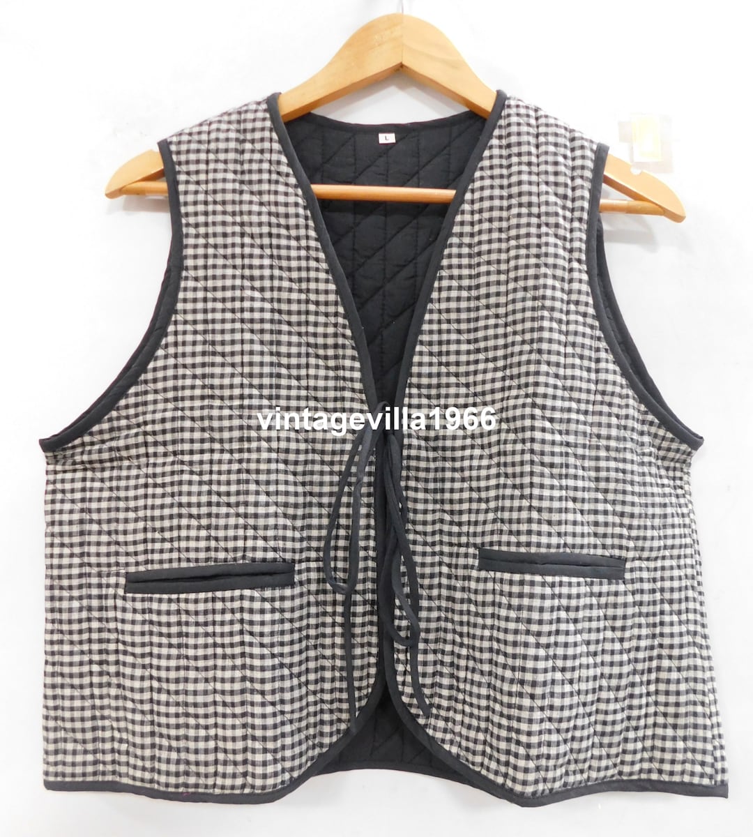 Black Cotton Vest, Handloom Cotton Khadi Quilted Vest Coat, Quilted Winter Warm West Coat, Women