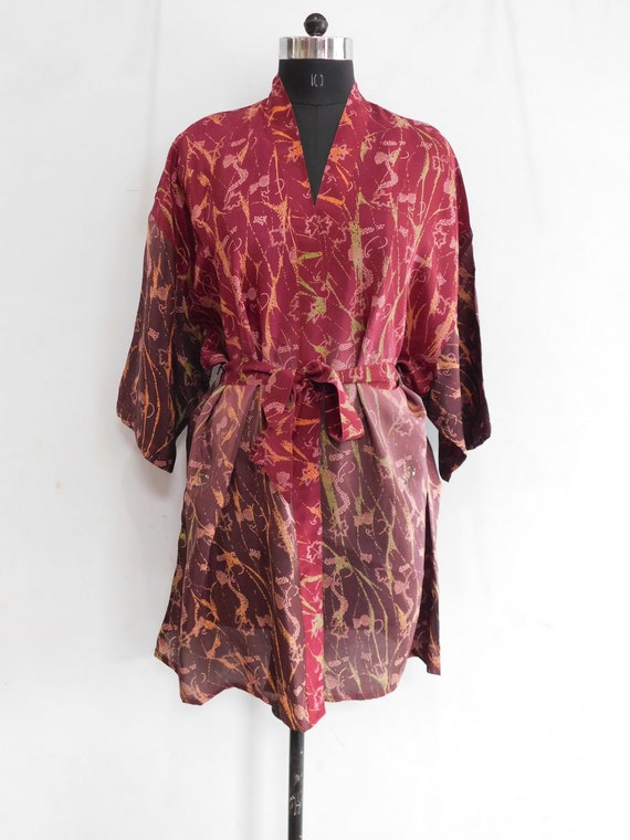 Vintage silk kimono, silk bridesmaid nightwear ni… - image 1