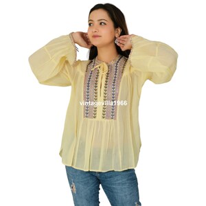 Embroidered Cotton Boho Top: Women&#39;s Summer Blouse
