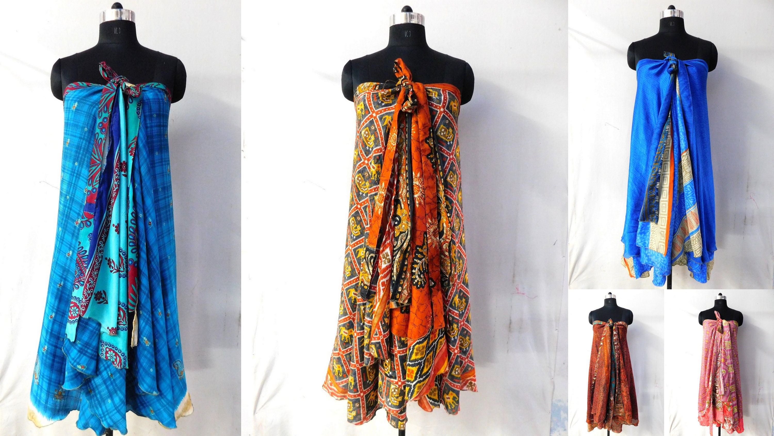 Vintage Silk Sari Wrap Skirt 5 Pcs Wholesale Lot Wrap Around - Etsy