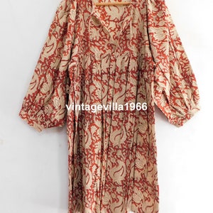 Block Printed Cotton Boho Dress: Casual Designer Wear