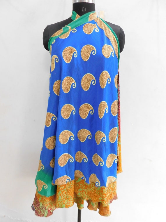 Vintage silk skirt, wrap around long skirt, 2 lay… - image 3