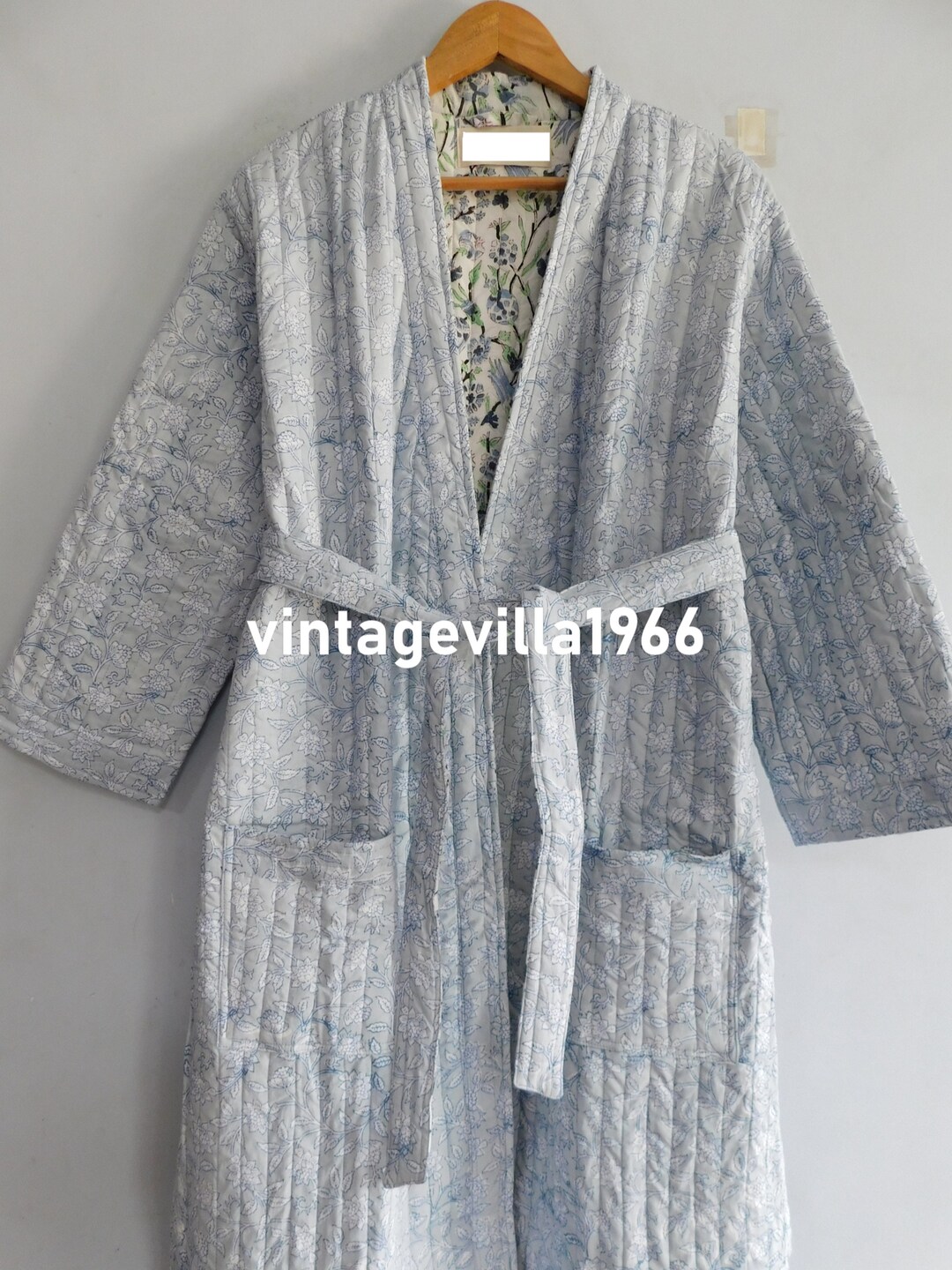 cotton quilted dressing gown Fuchsia Forest & Teal Stripes Quilted Cotton Dressing Gown