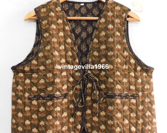 Cotton block print vest, designer bohemian hippie vest, short jacket, short vest coat, Quilted cotton vest