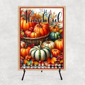 Thankful Fall Pumpkin Sublimation Design: Autumn Garden Flag (Digital Download)