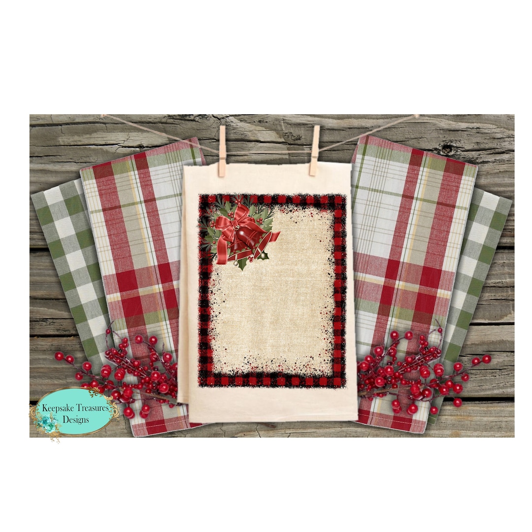 Christmas Buffalo Plaid Background Set Christmas Bells - Etsy