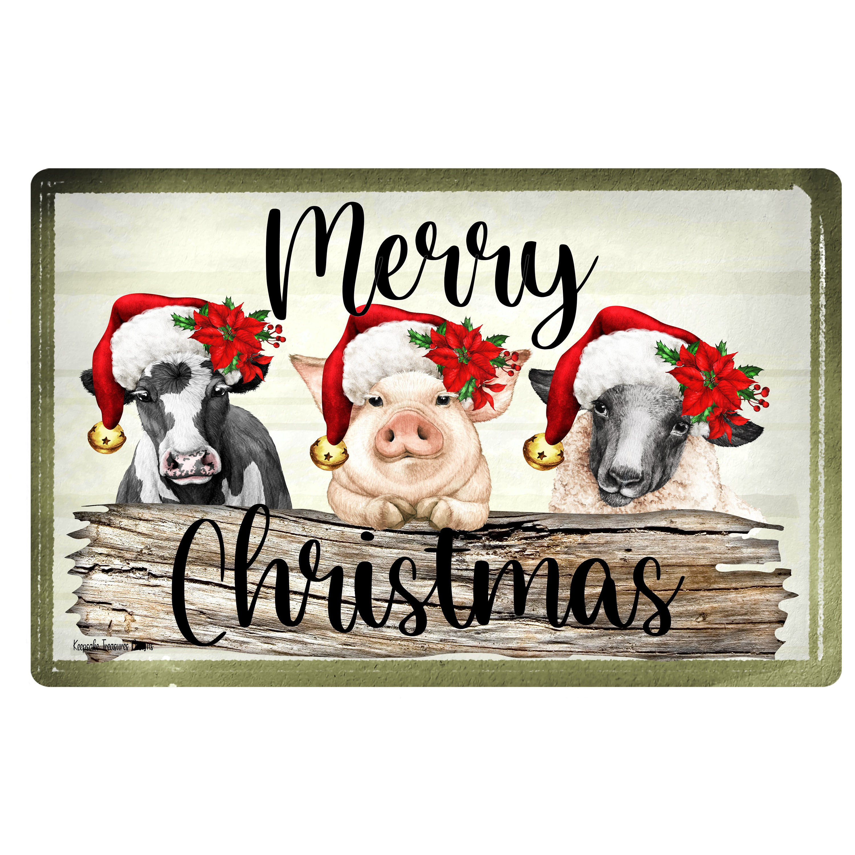 Merry Christmas, Farm Animals, Cow, Pig, Sheep, Sublimation Design, Santa  Hat, Pine Cones, Digital Download, PNG, Xmas, Clip Art - Etsy