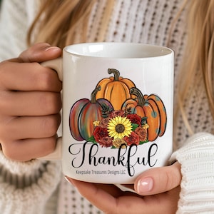Thankful Sublimation PNG,  Hand Drawn Pumpkin and Sunflowers, PNG Printable, Digital Download