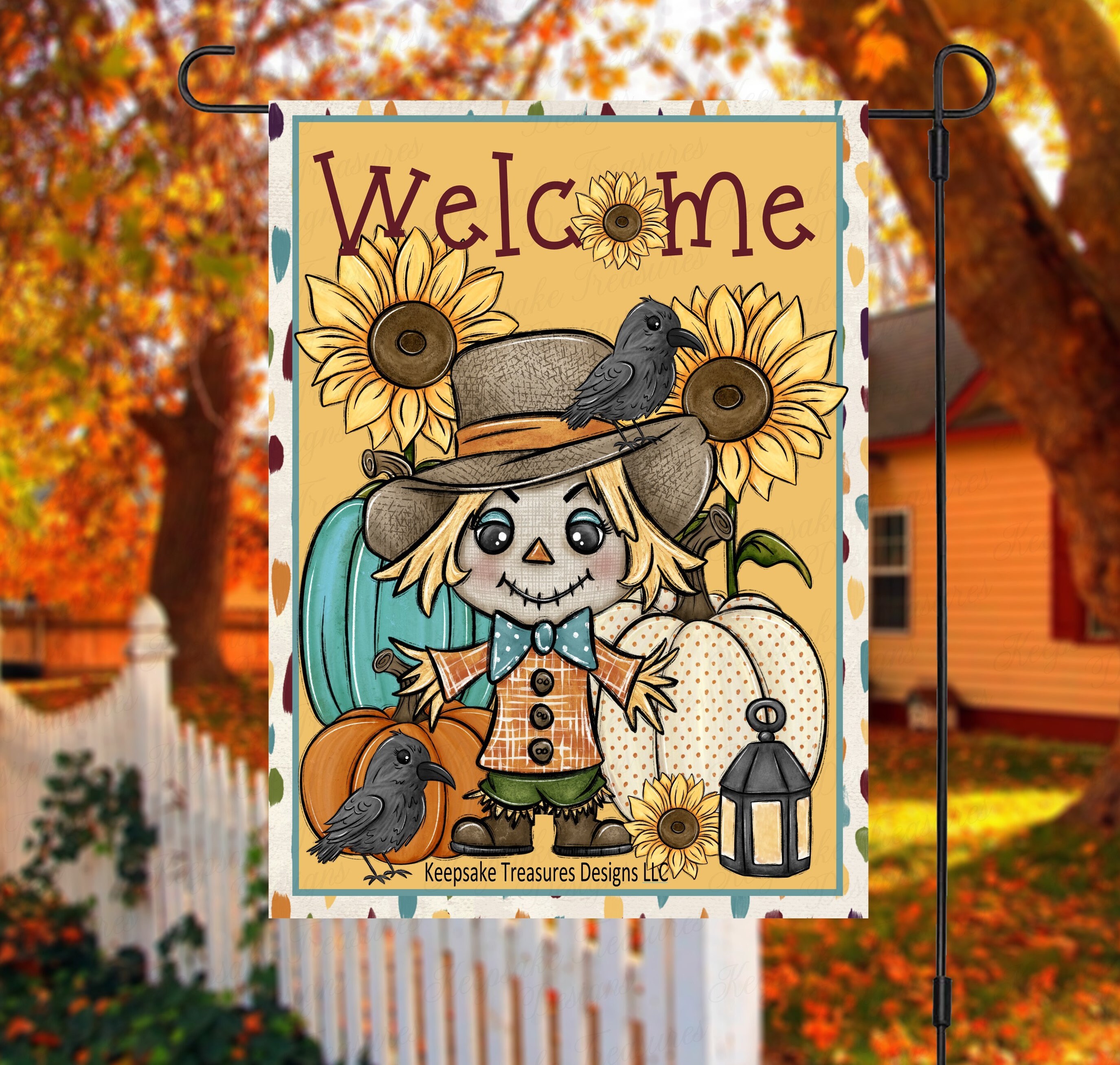 3D-Vogelscheuche Gartenflagge Herbst – Doppelseitig, 30x45 Cm, Wetterfest, Für Hof & Garten