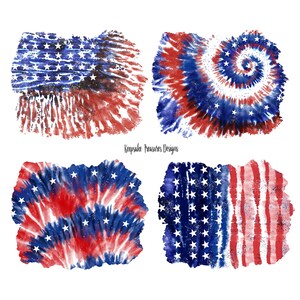 Patriotic Tie Dye Backgrounds: USA Flag Design Elements (Digital Download) image 1