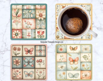 Frühling Patchwork Untersetzer Sublimationsdesign (Digitaler Download)
