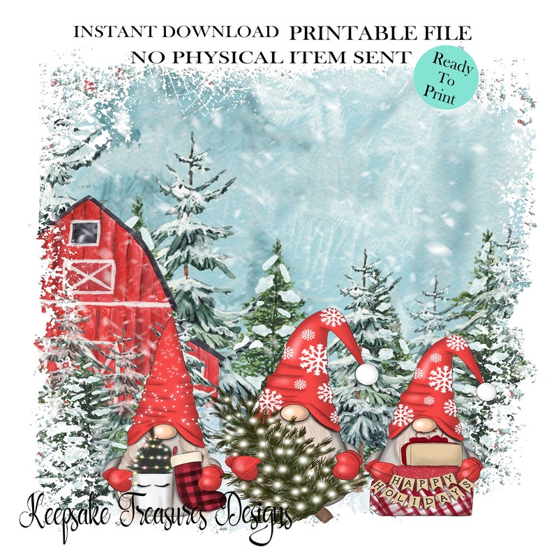 Download Happy Holidays Christmas Gnomes Tree Farm Sublimation | Etsy