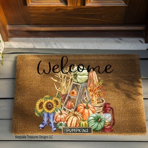 Welcome Fall Harvest Sublimation PNG, Doormat Template, Wooden Door Sign, Autumn Home Decor  Digital Download, PNG Printable
