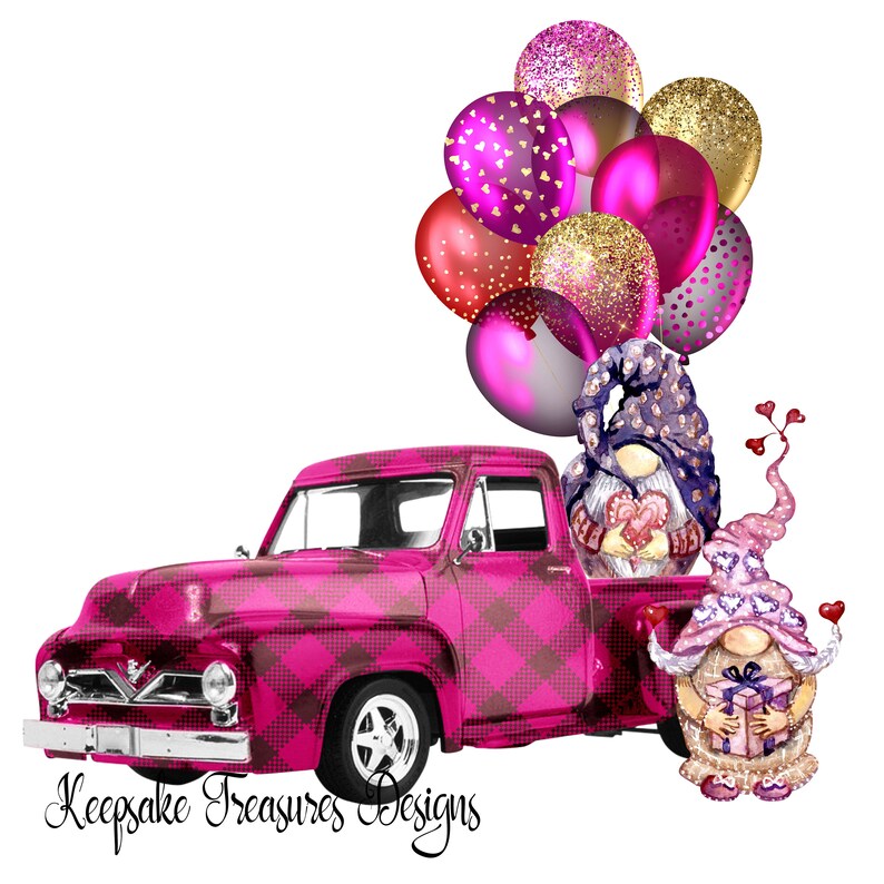 Download Valentine Gnome Buffalo Plaid Vintage Truck Sublimation | Etsy