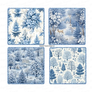 Winter Wonderland Coasters: Light Blue PNG Sublimation Templates (Digital Download)