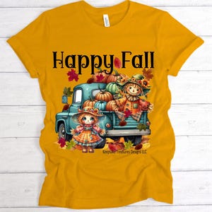 Happy Fall Scarecrow Teal Pumpkin Farm Truck, Sublimation PNG Printable, Digital Download