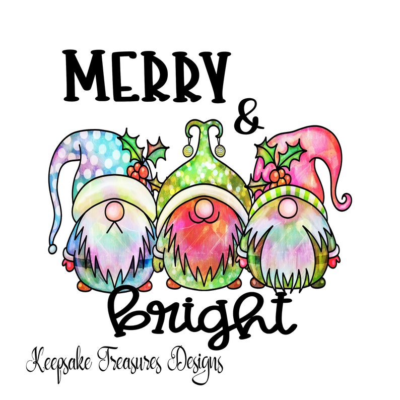 Download Christmas Merry And Bright Gnomes Pastel Sublimation | Etsy