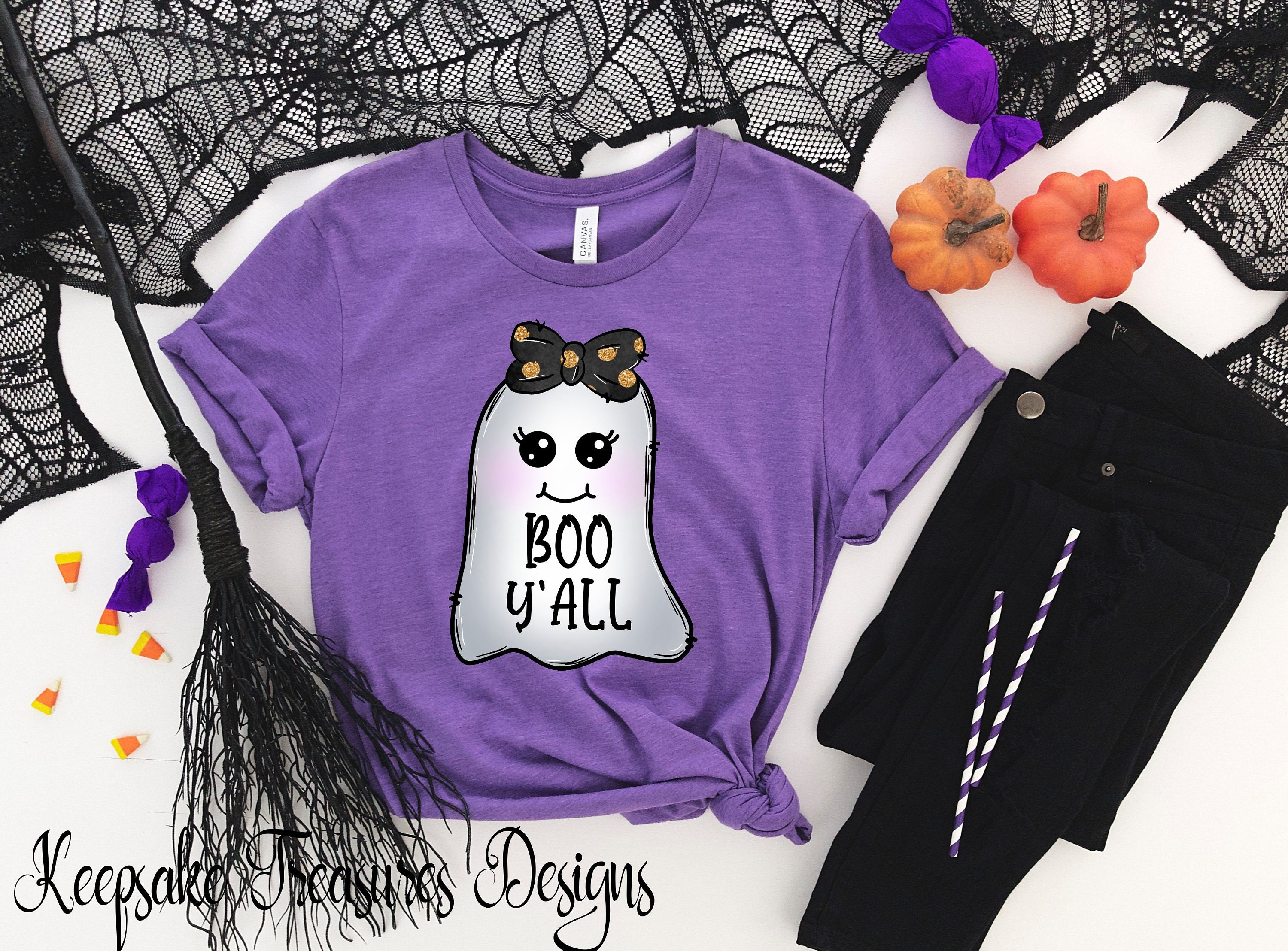 Boo Y'all Halloween Girl Ghost Sublimation Design | Etsy