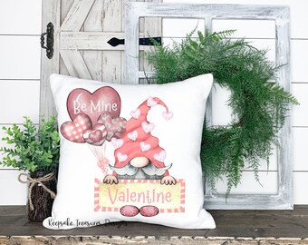 Be Mine Valentine, Gnome, Sublimation Design, Heart, PNG, Digital Download, Balloons, Clip Art