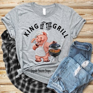 King of the Grill Pig BBQ Design: Sublimation PNG (Digital Download