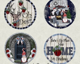 Buffalo Plaid Christmas Ornament Designs: Gnome, Deer (Digital Download)
