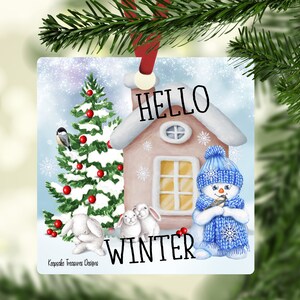 Hello Winter、雪だるま、クリスマスの飾り、個別の PNG、昇華デザイン、デジタルダウンロード、PNG、飾りテンプレート、クリップアート
