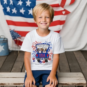 Stolz, in den USA zu leben, Hündchen LKW, Sublimation PNG, glücklich 4. Juli, handgezeichnete Clipart, digitaler Download, druckbare PNG