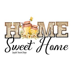 Home Sweet Home Honey Jar Bee Burlap Design (Digital Download)