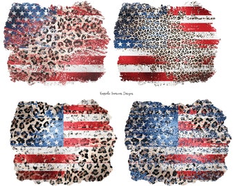 Patriotic Leopard American Flag PNG: Sublimation Design (Digital Download)