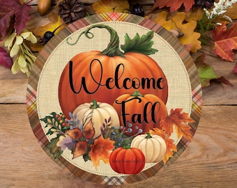 Welcome Fall Pumpkin Wreath Attachment: Autumn Porch Decor (PNG Digital Download)