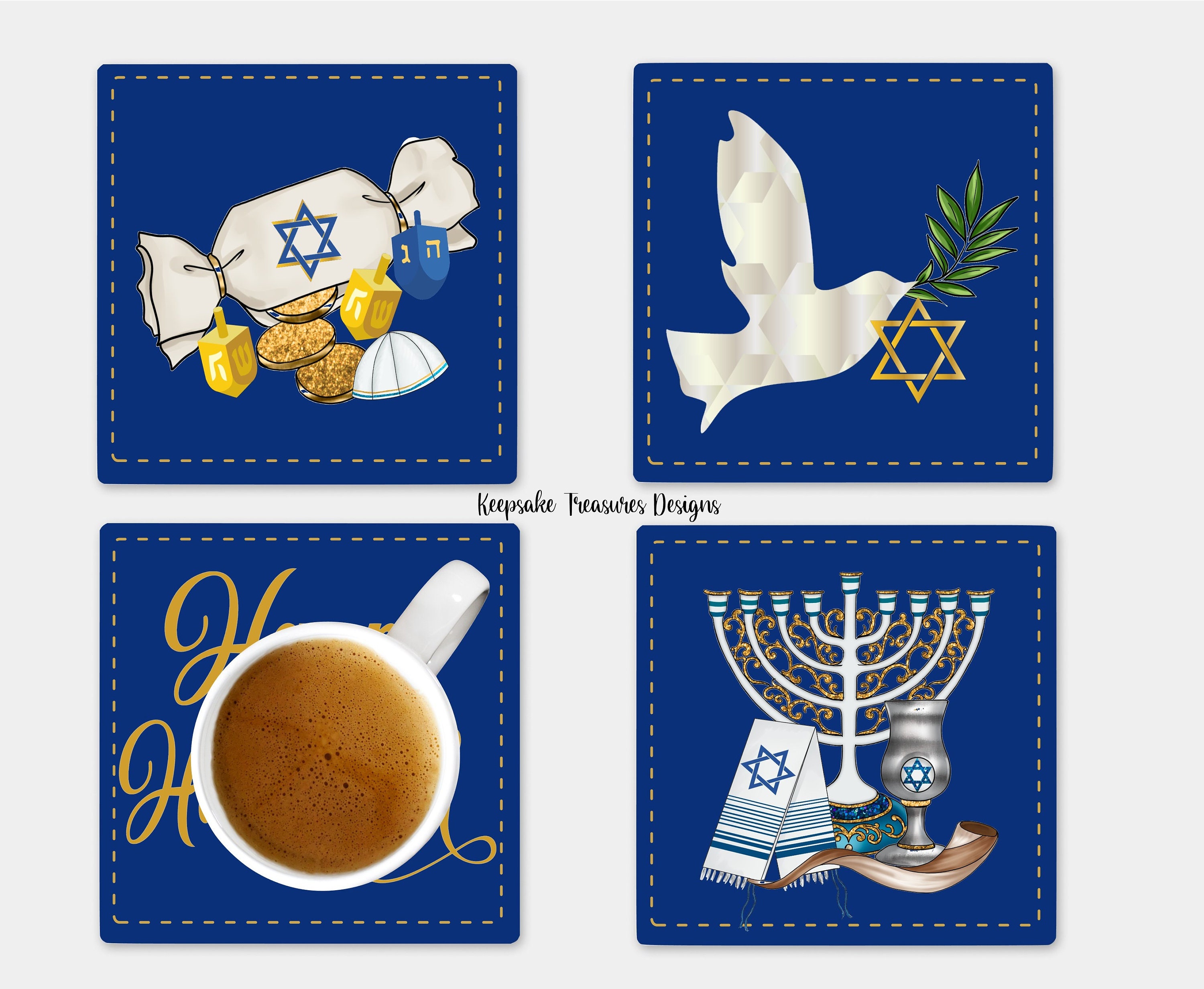 Yiddish and Hebrew words coaster set