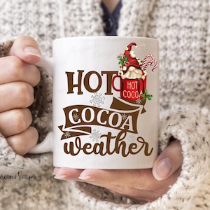 Hot Cocoa Gnome Sublimation Design: Winter Clipart (Digital Download)