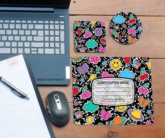 Teacher Mouse Pad & Coaster Set: Composition Book Design (Sublimation PNG, Instant Download)