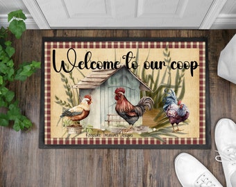 Welcome To Our Coop, Doormat Template, Farmhouse Décor, PNG Sublimation Design, Digital Download