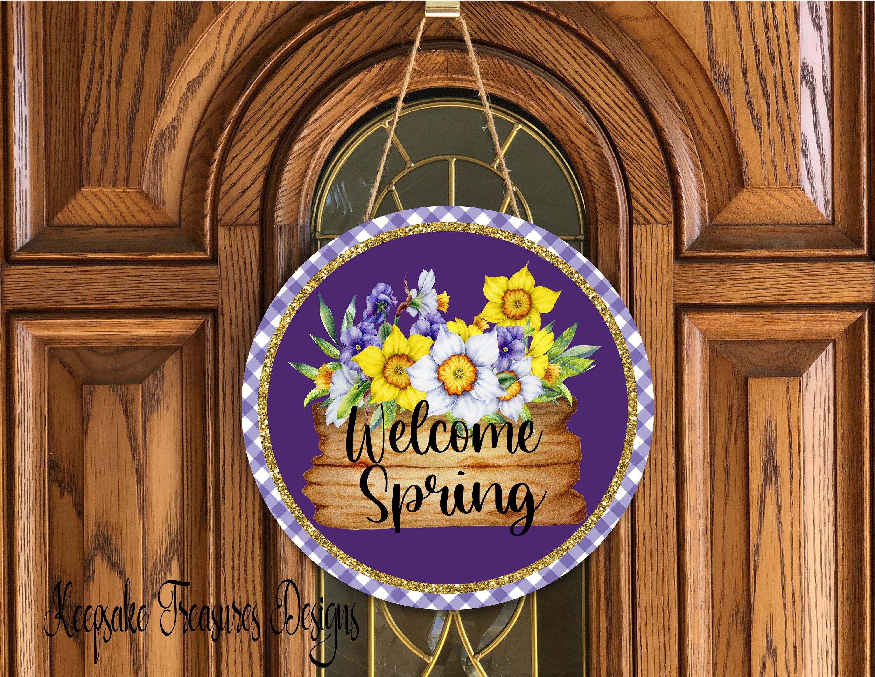 Spring Daffodil Wooden Panel Door Hanger Template Etsy
