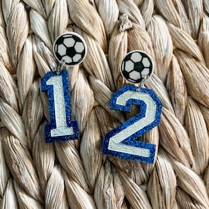 Acrylic Soccer Earrings | Laser Cut Acrylic Earrings | Sports Number Earring | Player Number Earring | Baseball | Softball | Football