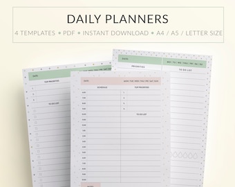 Printable Daily Schedule, Daily Planner Template, Daily Planner To Print, Day Designer Printable, Printable Daily Calendar, With Hours, pdf