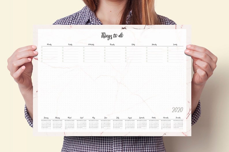 Desk Pad Calendar Calendar Planner Desk Blotter Desk Etsy