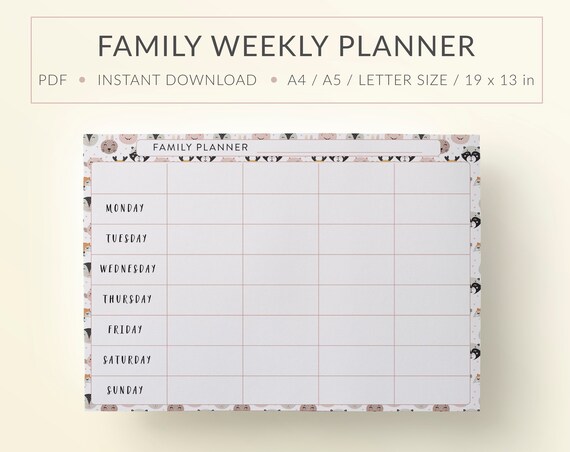 Printable Family Planner Family Planner To Print Printable Etsy