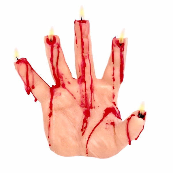 Vela de mano sangrante: decoración de terror de Halloween hecha a mano